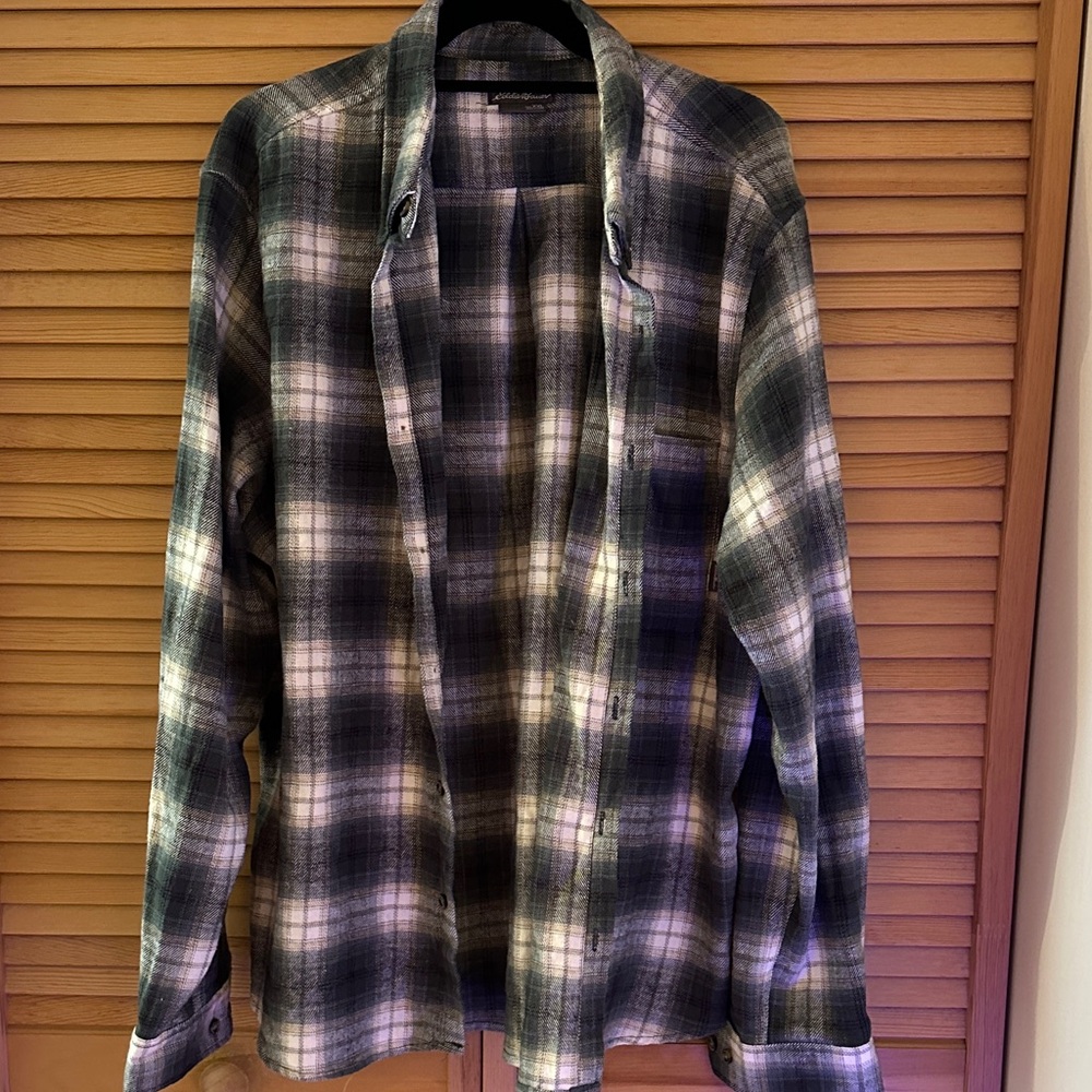 XXL Eddie Bauer Green Button-Up Long Sleeve Flannel